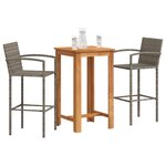 vidaXL Ensemble de bar de jardin 3 Pièces gris bois massif acacia rotin