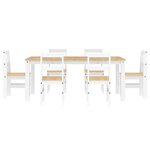 vidaXL Ensemble à manger Panama 7 Pièces blanc bois de pin massif