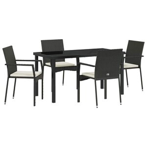 vidaXL Ensemble de salle à manger pour jardin 5 Pièces Noir polyrotin