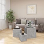 vidaXL Tables d'appoint 3 Pièces Gris béton Bois d’ingénierie