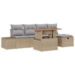 vidaXL Ensemble de Canapé de Jardin 6 Pièces avec Coussins Beige en Poly Rattan