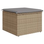 vidaXL Tabouret de jardin avec coussin beige 55x55x37cm résine tressée
