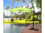 Parasol jardin déporté "Soleil" - Carré - 2.5 x 2.5 m - Vert + Dalles à lester incluses
