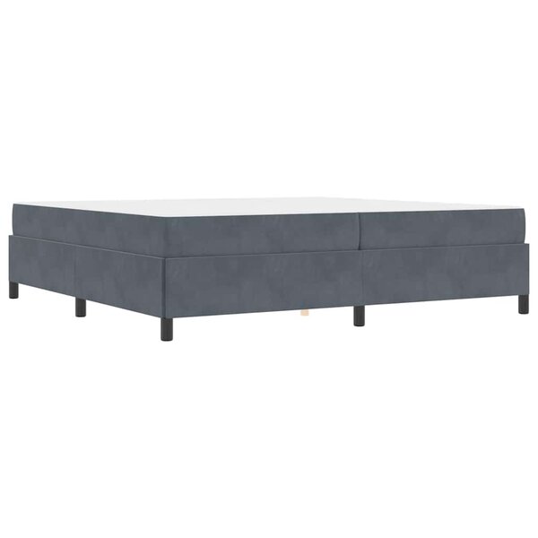 vidaXL Cadre de lit Gris foncé  gris et blanc 200 x 200 cm Velours