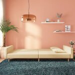 vidaXL Canapé-lit à 2 places avec deux oreillers crème tissu