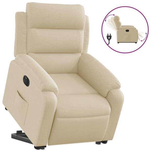 vidaXL Fauteuil inclinable électrique crème tissu