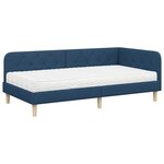 vidaXL Cadre de lit d'angle avec matelas Bleu 90 x 190 cm tissu