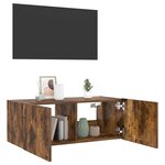 vidaXL Meuble TV mural avec lumières LED chêne fumé 80x35x31 cm