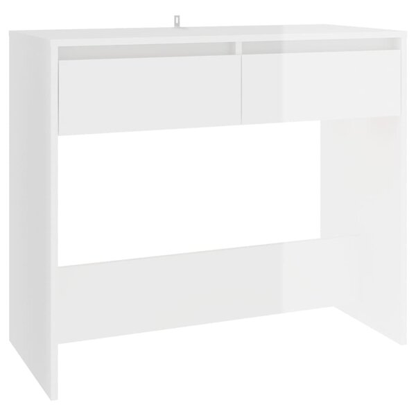 vidaXL Table console Blanc brillant 89x41x76 5 cm Acier