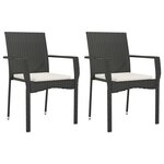 vidaXL Chaises de jardin lot de 2 avec coussins Résine tressée Noir