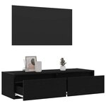 vidaXL Meuble TV avec lumières LED chêne noir 100X35 5x25 cm