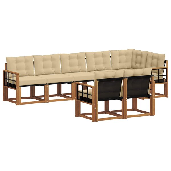 vidaXL Ensemble de canapés d'extérieur 8 pc Naturel et Beige