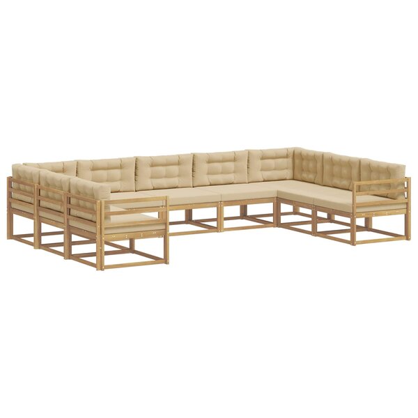 vidaXL Ensemble de canapés d'extérieur 9 Pièces Blanc et Beige