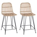 vidaXL Tabouret de bar 2 pc Naturel 44 x 54 x 96 cm Rattan et Acier
