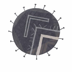 Tapis rond - motifs géométriques - noir - Ø 160 cm