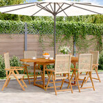 vidaXL Ensemble à manger de jardin 7 Pièces beige rotin et bois massif