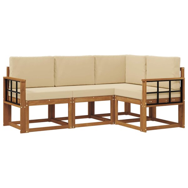 vidaXL Ensemble de canapés d'extérieur 4 Pièces Naturel et Beige
