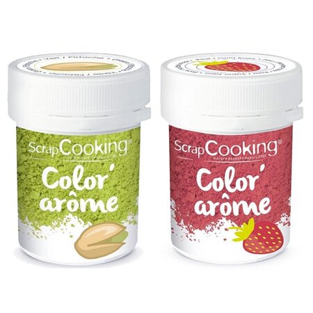 2 colorants alimentaires - arômes fraise et pistache