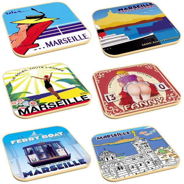 Set de 6 sous-verre rétro marseille 2