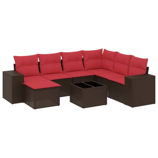 vidaXL Salon de jardin 8 Pièces avec coussins marron résine tressée