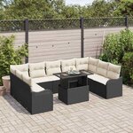 vidaXL Ensemble de canapé de jardin 10 Pièces Noir Poly rotin