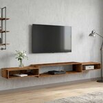 vidaXL Meuble TV mural Montage mural Bois ancien 220 x 28 x 21 cm