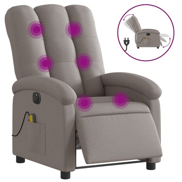 vidaXL Fauteuil de massage inclinable électrique Taupe Tissu