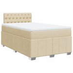 vidaXL Sommier à lattes de lit avec matelas Crème 120x200 cm Tissu
