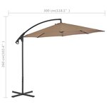 vidaXL Parasol en porte-à-feux avec poteau en acier 300 cm Taupe