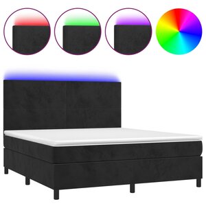 vidaXL Sommier à lattes de lit et matelas LED Noir 160x200 cm Velours