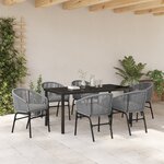 vidaXL Set de salle à manger de jardin 7 pièces - Rotin poly gris