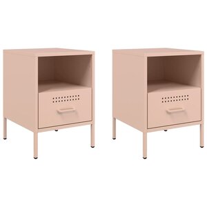 vidaXL Tables de chevet 2 Pièces rose 36x39x50 5 cm acier