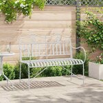 vidaXL Banc de jardin Blanc 104 x 54 x 93cm Acier