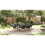 vidaXL Ensemble de salle à manger pour jardin 7 Pièces Noir polyrotin