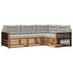 vidaXL Ensemble de canapés d'extérieur 4 Pièces Naturel et gris clair