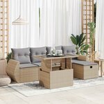 vidaXL Salon de jardin avec coussins 6 Pièces beige résine tressée