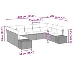 vidaXL Ensemble de Canapé de Jardin de 9 pièces avec Coussins en Rotin Noir