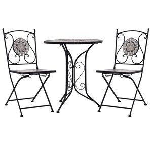 vidaXL Mobilier de bistro 3 Pièces mosaïque Carreaux céramiques Gris