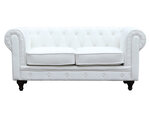 Canapé fixe Chesterfield "Aliza" - 157 x 82 x 70 cm - 2 places - Blanc