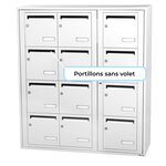 Bloc collectif Leabox  3x4  grade 3  simple face  intérieur  fixation murale  blanc neige ral 9016 finition brillante