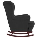 vidaXL Fauteuil à bascule et pieds en bois massif d'hévéa Noir Velours