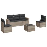 vidaXL Salon de jardin 6 Pièces avec coussins gris clair résine tressée