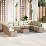 vidaXL Ensemble de canapé de jardin 11 Pièces Beige Poly rotin