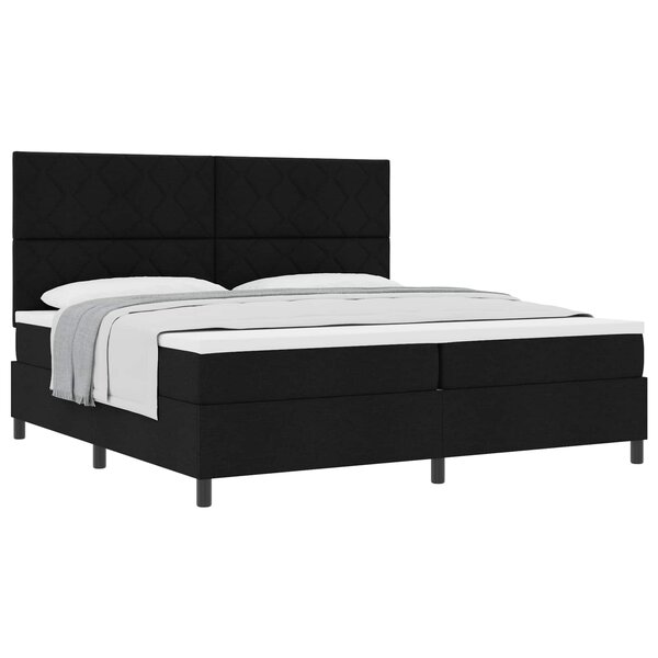 vidaXL Lit à ressorts avec matelas Noir 200 x 200 cm tissu
