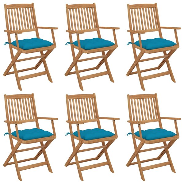 vidaXL Chaises pliables de jardin 6 Pièces avec coussins Bois d'acacia