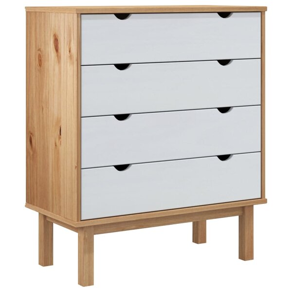 vidaXL Commode OTTA Marron et blanc 76 5x39 5x90 cm Bois de pin massif