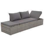 vidaXL Lit de jardin Gris 195x60 cm Résine tressée