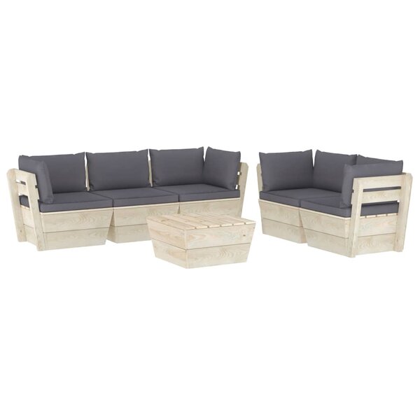 vidaXL Salon de jardin palette 6 Pièces avec coussins Épicéa imprégné
