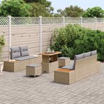 vidaXL Ensemble de canapé de jardin 8 Pièces Beige Poly rotin