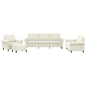 vidaXL Ensemble de canapés 4 Pièces avec coussins Crème Velours